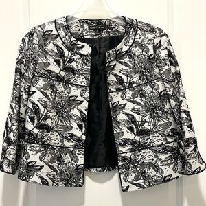 Albert Nipon Black And Silver Floral Jacket Size 8 Boutique Mother Of The Bride